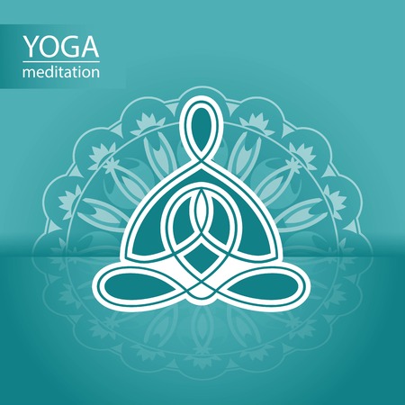 Yoga logo on the background of a decorative ornament designのイラスト素材