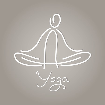 linear image symbol yoga lotus positionのイラスト素材