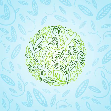 green planet from plant elements and motifsのイラスト素材
