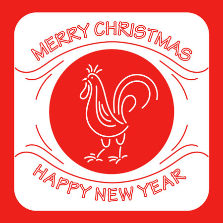 Red Rooster Christmas new year designのイラスト素材