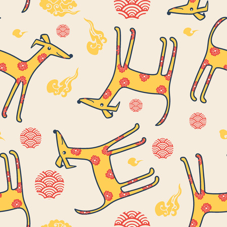 The year of the dog. Seamless pattern. The Chinese New year. the background paper. Christmas vector.のイラスト素材