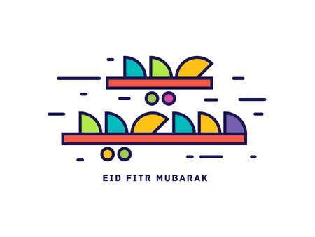 Eid Mubarak Islamic greeting card in Arabic calligraphy vector. Eid al Fitr and Eid al Adha calligraphy vector. Happy eid vector illustration. Eid Adha, Eid Fitr calligraphy in Islamic art.のイラスト素材
