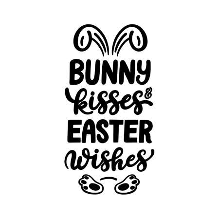 Spring coming Easter lettering greeting card. Hand-drawn lettering poster for Easter. Happy Easter calligraphy lettering isolated on white background, vector illustration. Happy Easter quotes vector.のイラスト素材