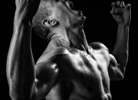 Black isolated muscle man
