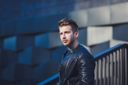 Fashionable portrait of a man in stylish clothesの写真素材