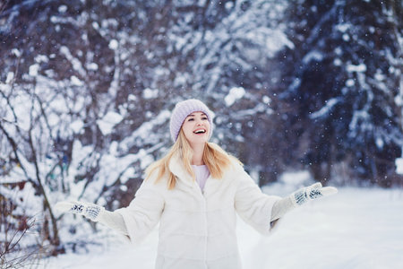 Winter woman in fur coat
