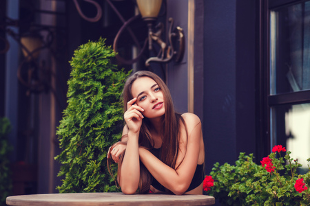 young beautiful stylish woman wearing street style, spring summer trend.の写真素材