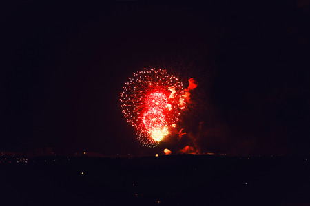 Fireworks on christmas with black backgroundの写真素材