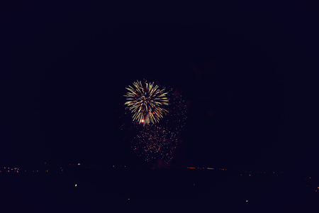 Colorful fireworks in dark backgroundの写真素材