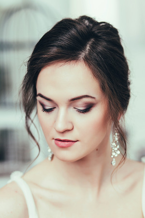 beautiful and fashion bride indoorsの写真素材
