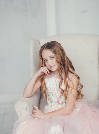 portrait little girl princess in beautiful dressの写真素材