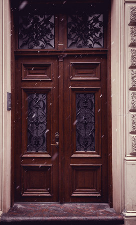 old vintage doors in the building of the old town of Rigaの写真素材