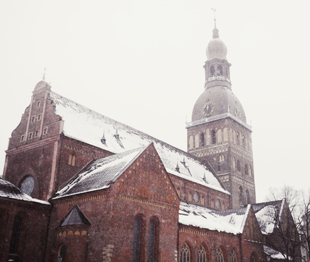 historical center of Riga of wintertimeの写真素材