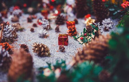 miniature Christmas gifts on the streets of Rigaの写真素材