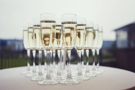 glasses of wine at a wedding. alcoholの写真素材