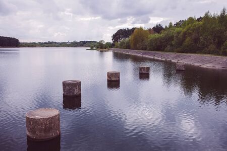 steps into the river. the concept of careerの写真素材