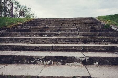 Old concrete steps. Photo background with steps. Concrete staircaseの写真素材