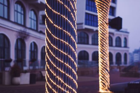 Christmas garland on the streets of the city. new yearの写真素材