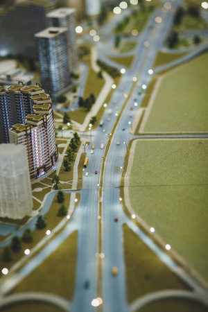 Miniature of city. Financial and commercial center