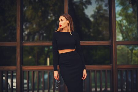 Fashionable young woman in elegant office clothesの写真素材