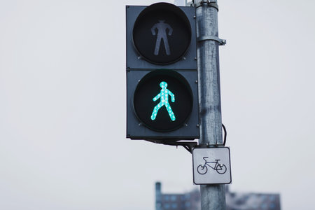 traffic light with green light in city