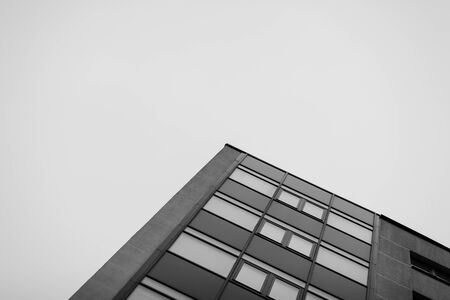 Black and White image of office buildingの写真素材