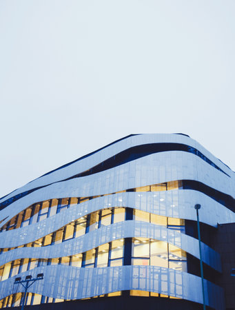 Modern office building at nightのeditorial素材