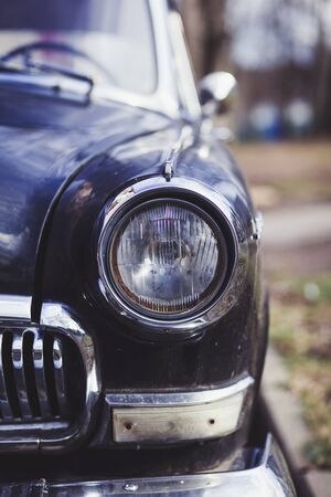 Oldtimer. headlights old classic car.の写真素材