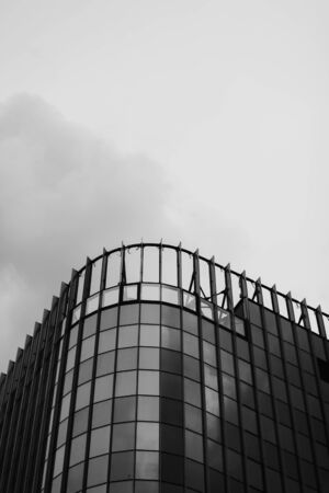 Black and white architecture of modern building. Facade detailの写真素材