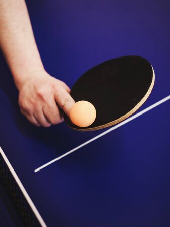 player hits a ball with a racketの写真素材