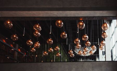 modern lamps in luxury interior restaurant or cafeの写真素材