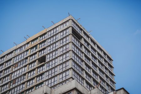 high- rise building under construction of concrete with windowsのeditorial素材