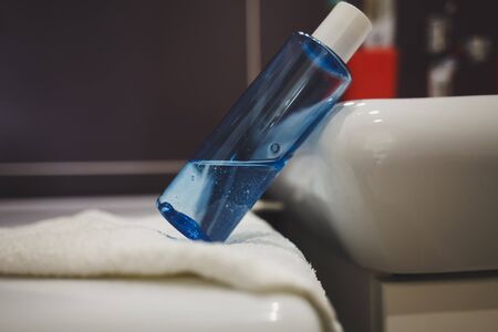 Plastic bottle for beauty, hygiene and health in bathroom. shampoo or liquid soapの写真素材