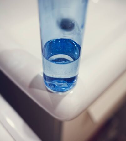 Plastic bottle of liquid soap in bathroom. concept hygieneの写真素材
