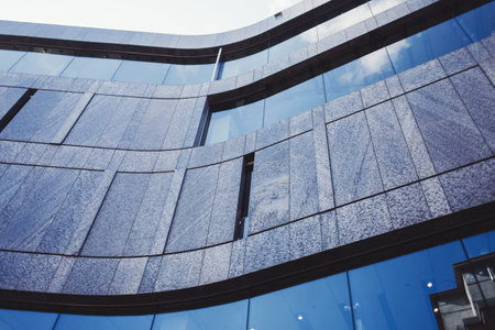 Building exterior fragment. Abstract modern architecture background with geometric compositionのeditorial素材