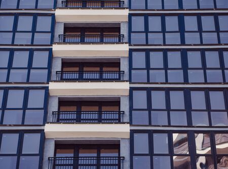 Modern apartment buildings. Facade of a modern apartment buildingの写真素材