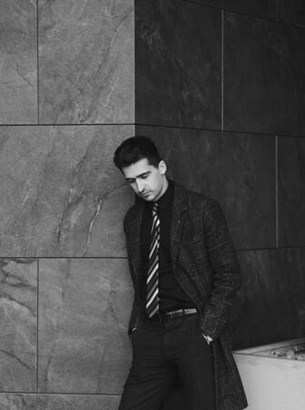 stylish portrait of a successful man in a business suitの写真素材