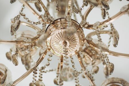Gold hanging classic chandelier. Luxury lampsの写真素材