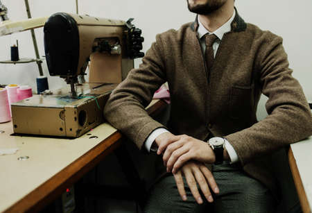 tailor accessories - two scissors on the tableの写真素材