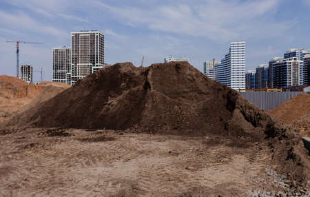 tower crane on the background of the blue sky. copy spaceの写真素材