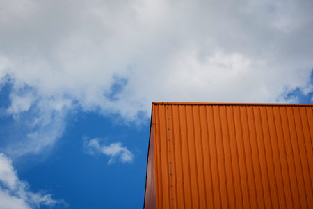 details of aluminum facade and aluminum panels on industrial building. Cladding steel frame panels.の写真素材