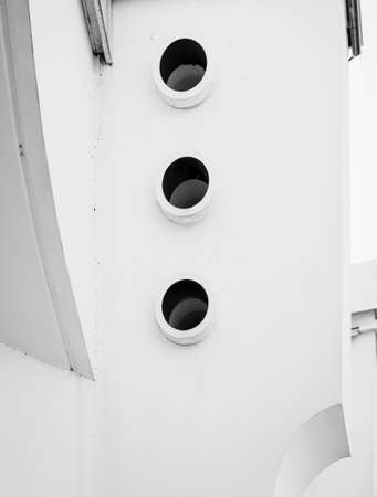 an element of Soviet brutal architecture. old white buildingの写真素材