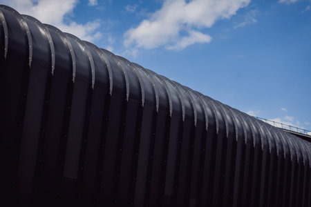 Modern bricks building with sky background