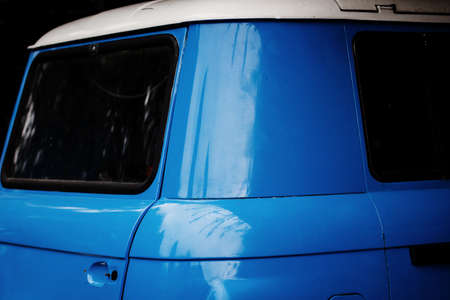 Classic blue camper. Vintage vanの写真素材