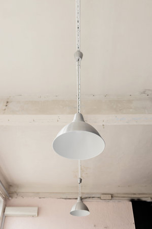 vintage hanging lamps in the loft interiorの写真素材