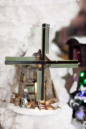 a small Christmas house. rustic style. postcardの写真素材