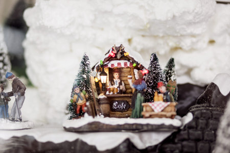 a small Christmas house. rustic style. postcardの写真素材