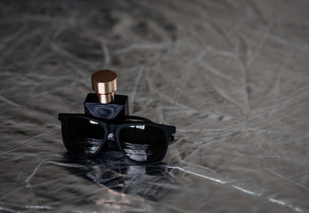 men's set - sunglasses and perfumeの写真素材