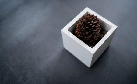 Interior of living room in loft style with festive christmas decorationsの写真素材