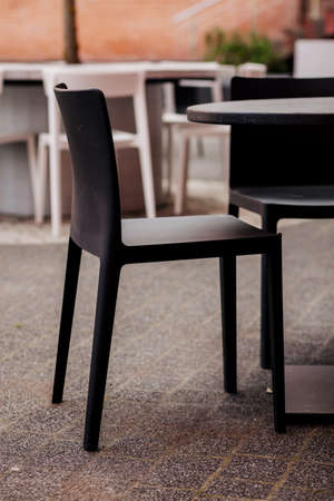 outdoor chair and table in street cafe. urban terraceの写真素材